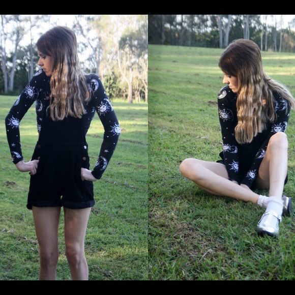 Punky Cosmic Sun Moon Sheer Mesh Crop Top - Picture 5 of 8